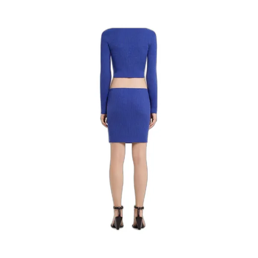 Buttoned Light Ribbed Mini Skirt