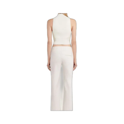 Mock-Neck Cropped Ribbed Tank Top