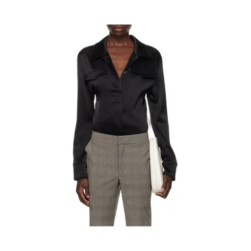 Backless Satin Shirt Bodysuit