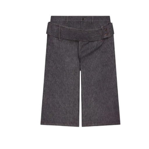 Double-Belted Denim Shorts