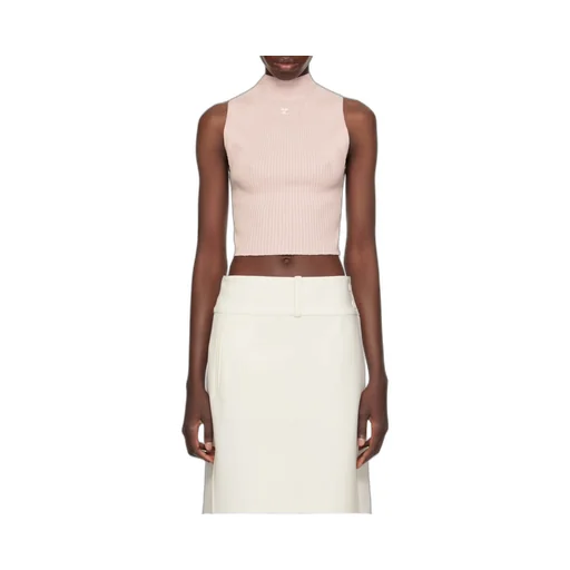 Mock-Neck Cropped Ribbed Tank Top