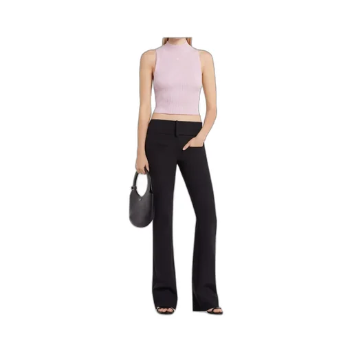 Mock-Neck Cropped Ribbed Tank Top