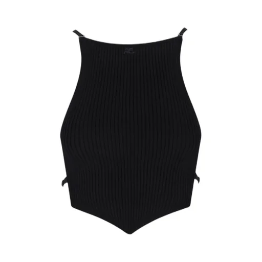 Logo Patch Ribbed-Knit Crop Top