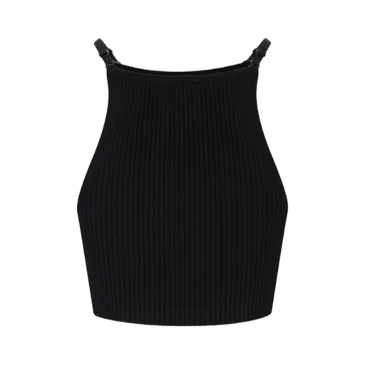 Logo Patch Ribbed-Knit Crop Top