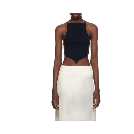 Logo Patch Ribbed-Knit Crop Top