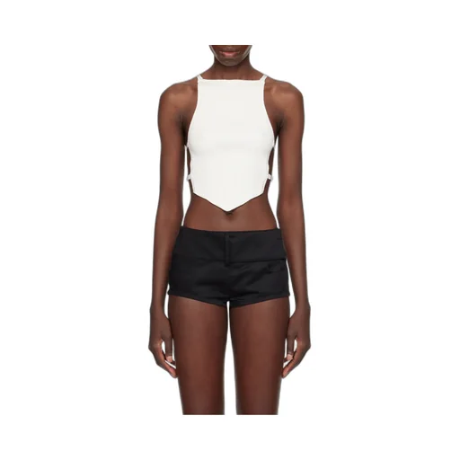Logo Embroidered Ribbed-Knit Cropped Top