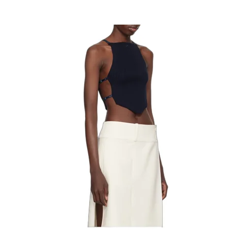 Logo Patch Ribbed-Knit Crop Top
