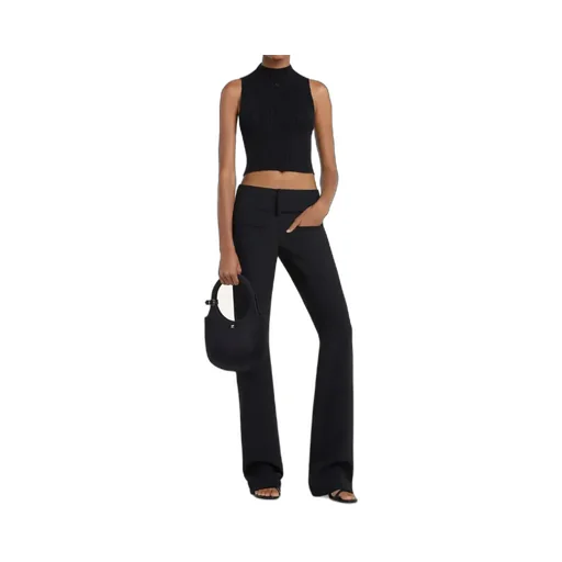 Mock-Neck Cropped Ribbed Tank Top