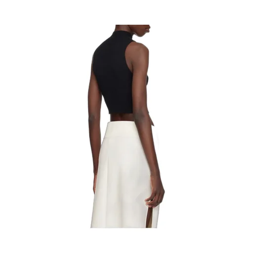 Mock-Neck Cropped Ribbed Tank Top