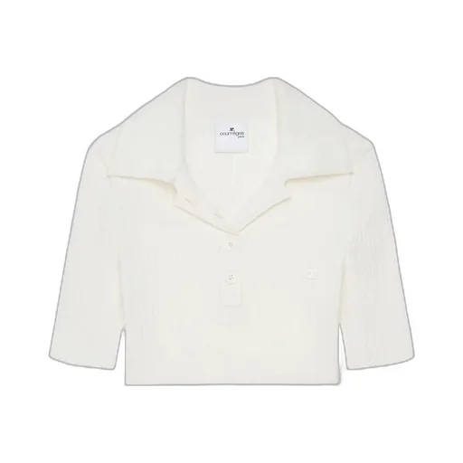 Half-Button Knitted Cropped Polo Top