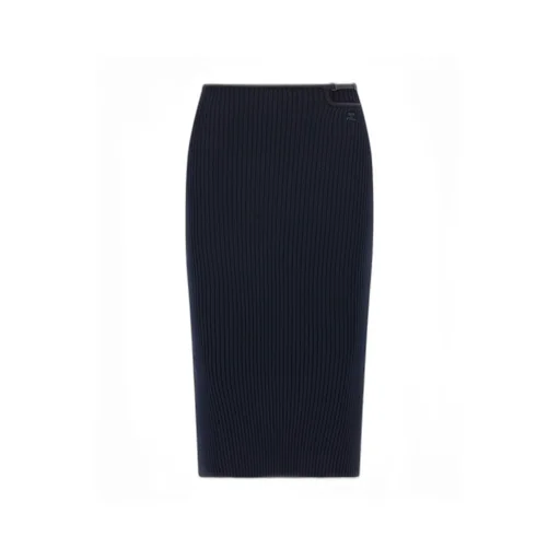 Logo Embroidered Knitted Midi Skirt