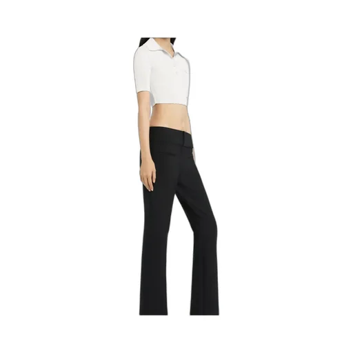 Half-Button Knitted Cropped Polo Top