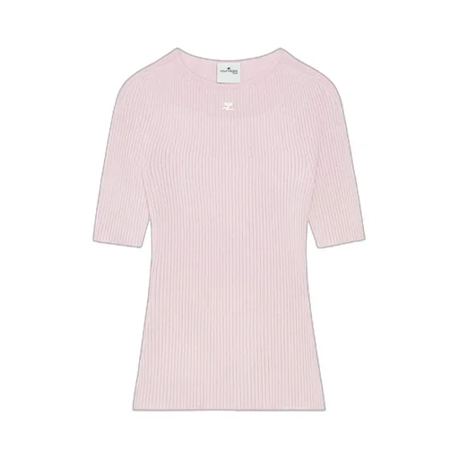 Logo Embroidered Ribbed-Knit Top