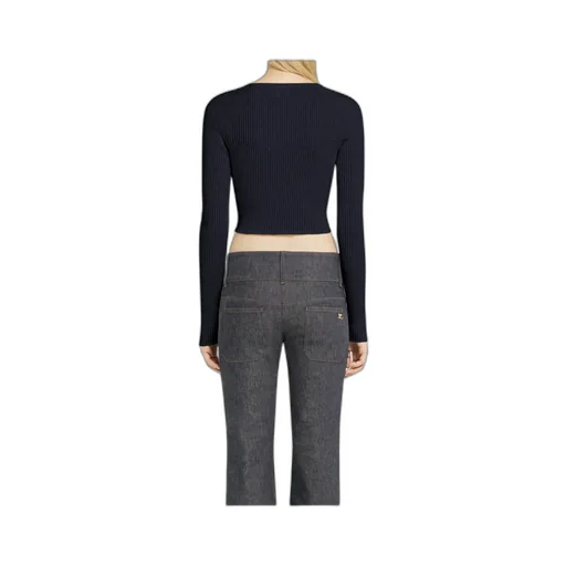 Cropped Fine-Ribbed Cardigan