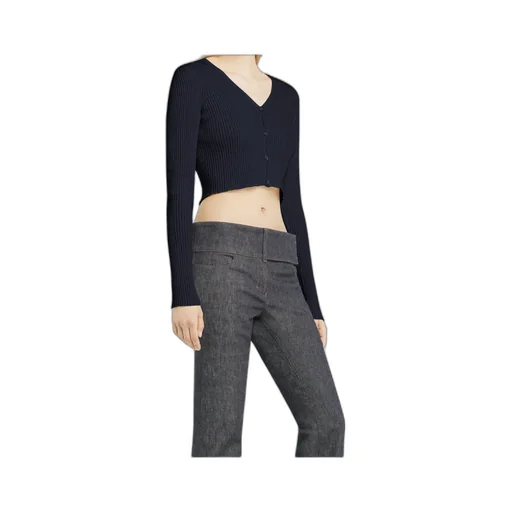 Cropped Fine-Ribbed Cardigan