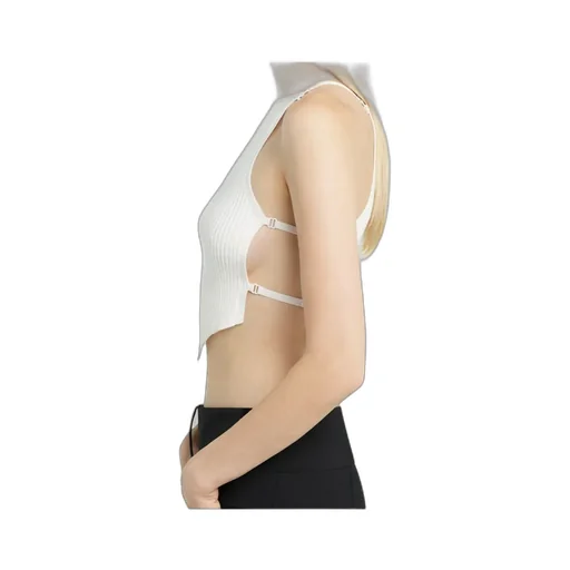 Logo Embroidered Ribbed-Knit Cropped Top