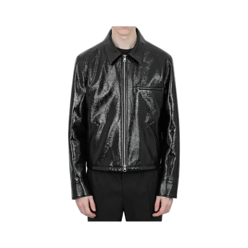 Logo Embossed Zip-Up Vinyl Jacket