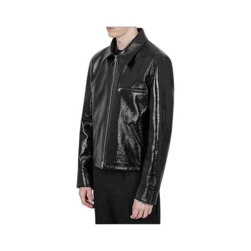 Logo Embossed Zip-Up Vinyl Jacket