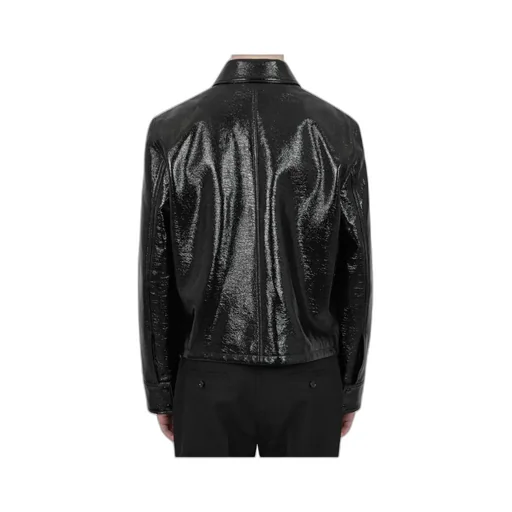 Logo Embossed Zip-Up Vinyl Jacket