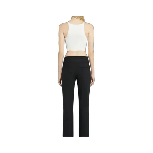 Logo Embroidered Ribbed-Knit Cropped Top