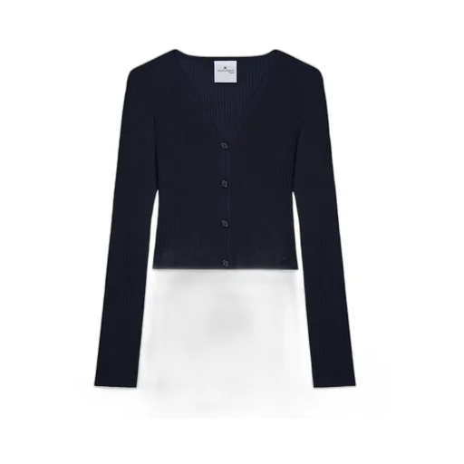 Cropped Fine-Ribbed Cardigan