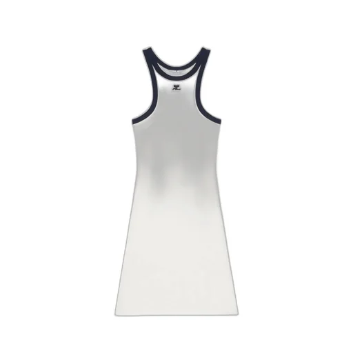 Contrasted-Trim Sleeveless Mini Dress