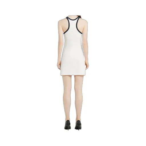 Contrasted-Trim Sleeveless Mini Dress