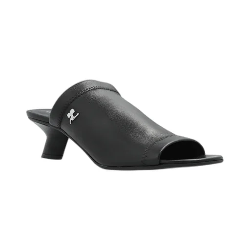 Logo Plaque Open-Toe Mules
