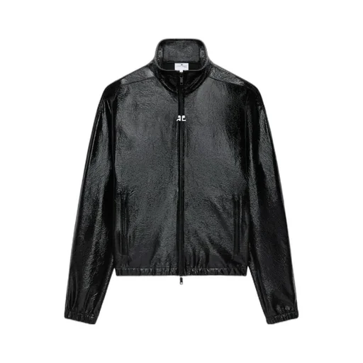 High-Neck Zip-Up Vinyl Jacket