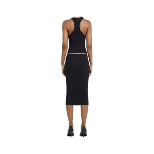 Logo Embroidered Knitted Midi Skirt