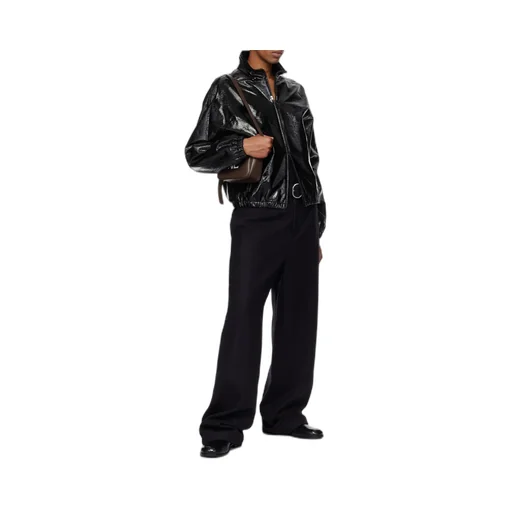 High-Neck Zip-Up Vinyl Jacket