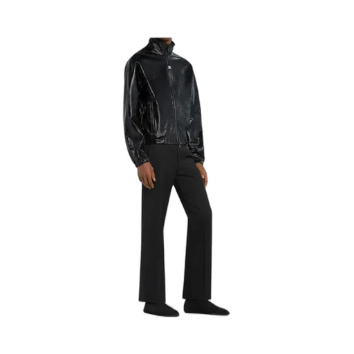 High-Neck Zip-Up Vinyl Jacket