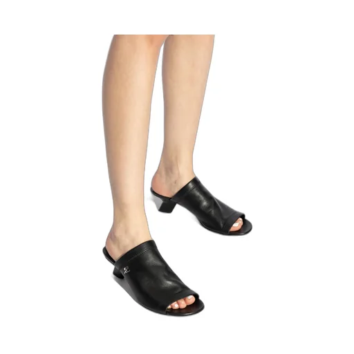 Logo Plaque Open-Toe Mules