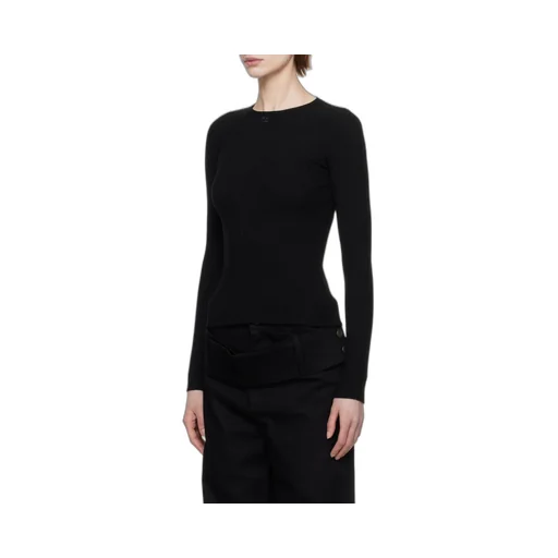 Lingerie-Detailed Ribbed-Knit Jumper