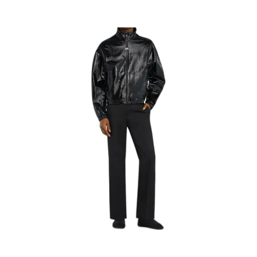 High-Neck Zip-Up Vinyl Jacket