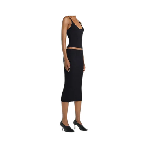 Logo Embroidered Knitted Midi Skirt
