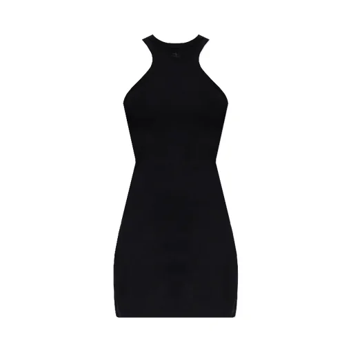 Contrasted-Trim Sleeveless Mini Dress