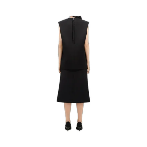 Zip-Detail Satin Midi Skirt
