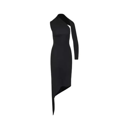 Long Slash Crepe Dress