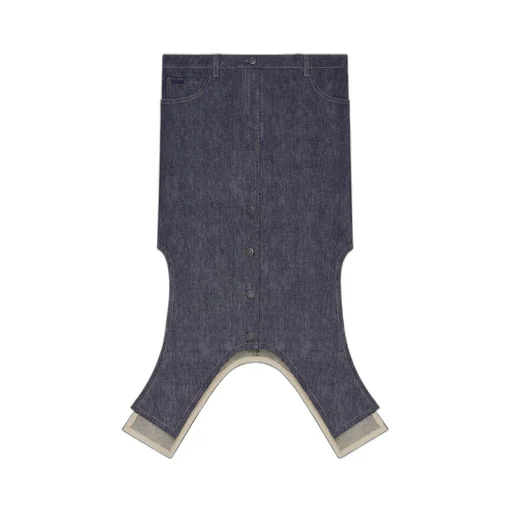 Asymmetric-Hem Denim Skirt