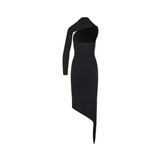 Long Slash Crepe Dress