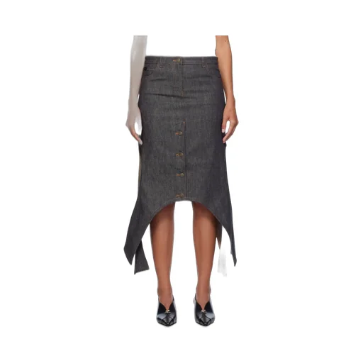 Asymmetric-Hem Denim Skirt