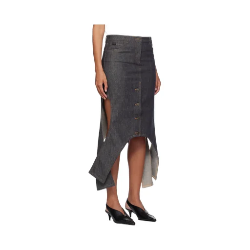 Asymmetric-Hem Denim Skirt