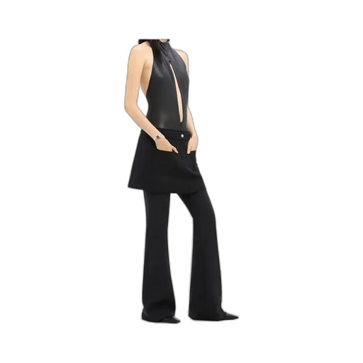 Wool Blend Flared Mid-Rise Pants