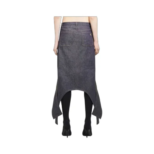 Asymmetric-Hem Denim Skirt