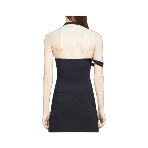 90's Logo Embroidered Asymmetric Ribbed Tank Top