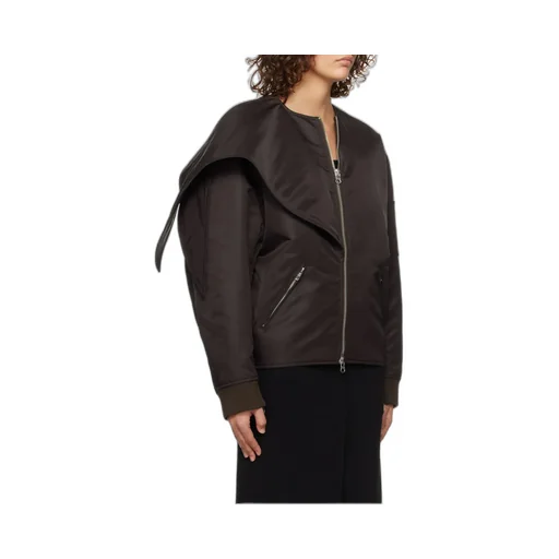 Bow Collar Oversized Bomber Jacket