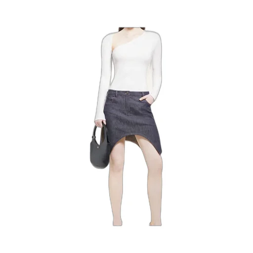Slash Logo-Embroidered Asymmetric Neck T-Shirt