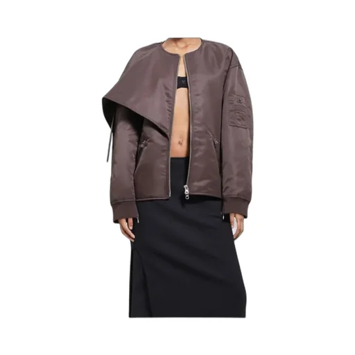 Bow Collar Oversized Bomber Jacket