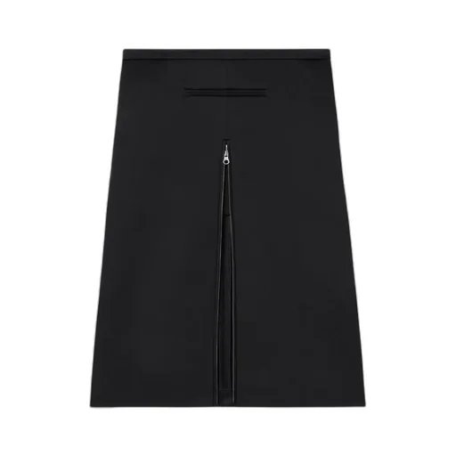 Zip-Detail Satin Midi Skirt